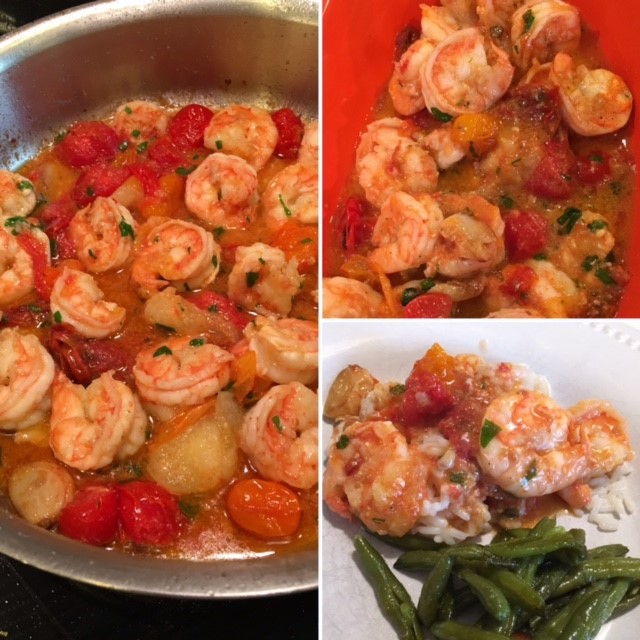 Heirloom Tomatoes and Garlic Shrimp